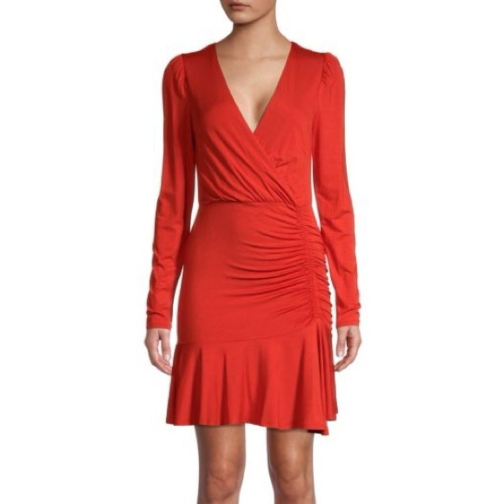 NWT BAILEY 44 Leonora Ruched Wrap Dress Red Small S Cocktail Party Casual‎ Chic